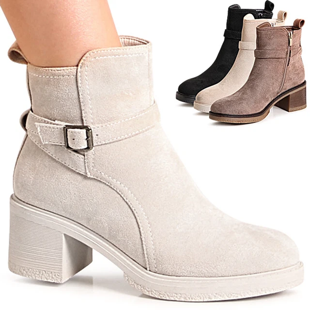 Chaussures Femme Plateforme Bottines Velours Cheville Moitié Bottes