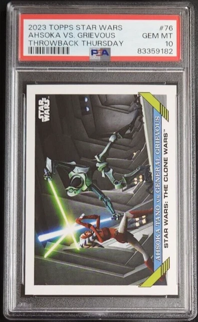 Ahsoka vs Grievous 2023 Topps Throwback Thursday Star Wars #76 PSA 10 GEM MT