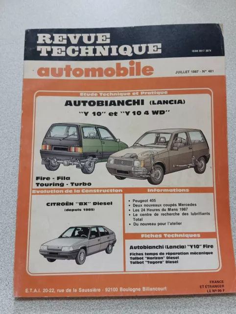 Rta Revue Technique Automobile N481 Autobianchi Lancia Y10 4wd Fire Fila Turbo 3