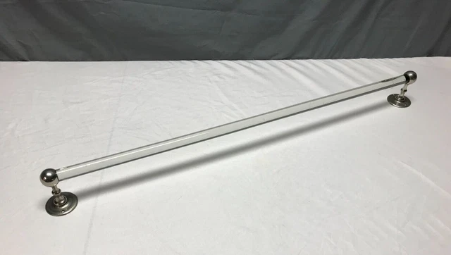 Antique 30" Glass Towel Bar Nickel Brass Ball Ends Bathroom VTG Old 1705-23B