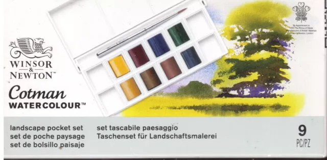 Winsor and Newton Cotman Watercolour 9-pc Landscape pocket set NEW GENUINE