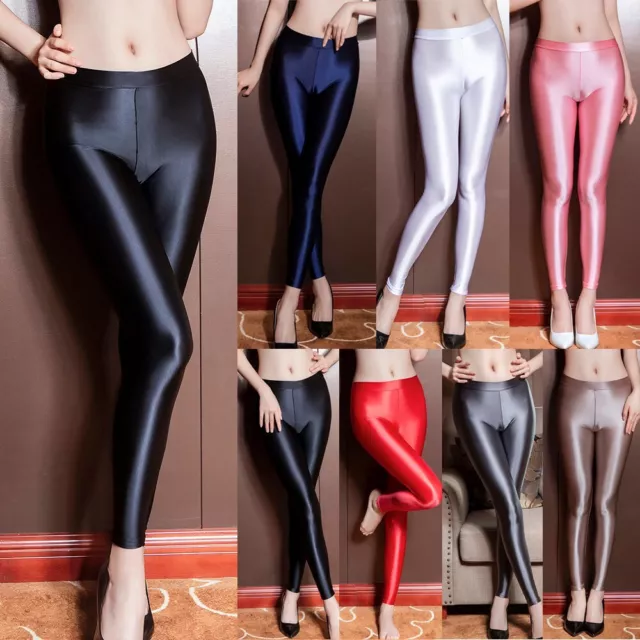 Womens Gloss Pantyhose Tights Super Elastic Oil Shiny Glossy Stockings Hosiery