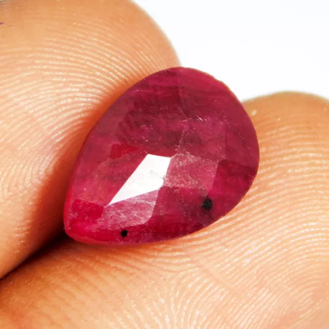 Certified 6.10 Ct Natural Untreated Red Ruby Pear (Checker) Cut Loose Gemstone