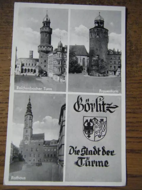 DDR Görlitz Serienstempel "Kartoffelkäfer" v 1952 auf AK Görlitz Stadt der Türme 2