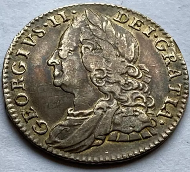 1758 George II Silver SIXPENCE / Scarce /  #265