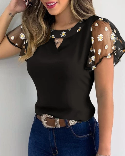 BLUSAS INFORMALES DE mujer camisas de moda elegante manga corta nueva  camisa torso EUR 20,21 - PicClick ES