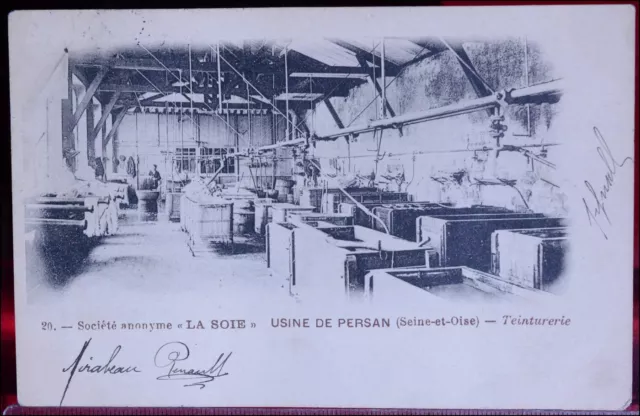 Persan Silk Factory 1903 Dyeing Antique Postcard Cpa Seine Oise 2