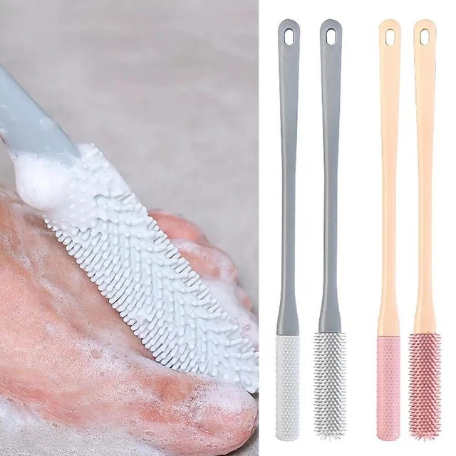 TOE GAP CLEANING Brush Foot Scrubber in Shower Long Handle Silicone ...