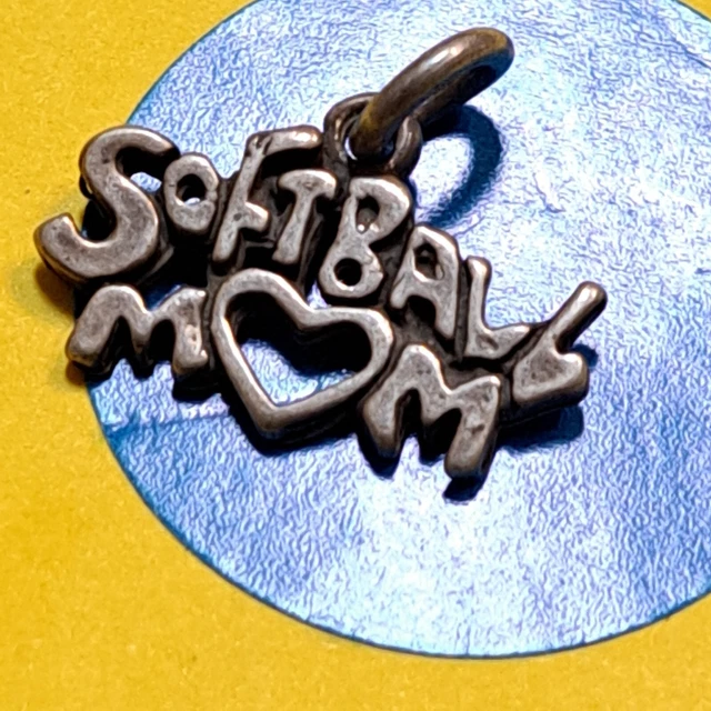 Sterling Silver Vintage Bracelet Charm      L82     Softball Mom
