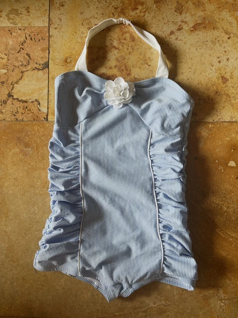 NWOT Janie and Jack size 10 Blue and White Seersucker Swimsuit