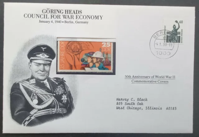 1990 Germany Goring War Economy Cover ties 2 Stamps cd Berlin