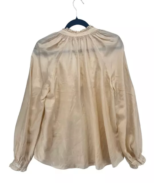 Elizabeth & James Silk Blouse Small Peasant Blouse Cream Champagne 2