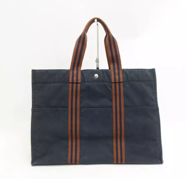 Authentic Hermes Fourre Tout GM Canvas Tote Bag Black #25834