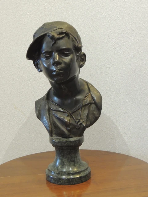 GIOVANNI DE MARTINO antico mezzo busto in Bronzo su base in marmo,primi