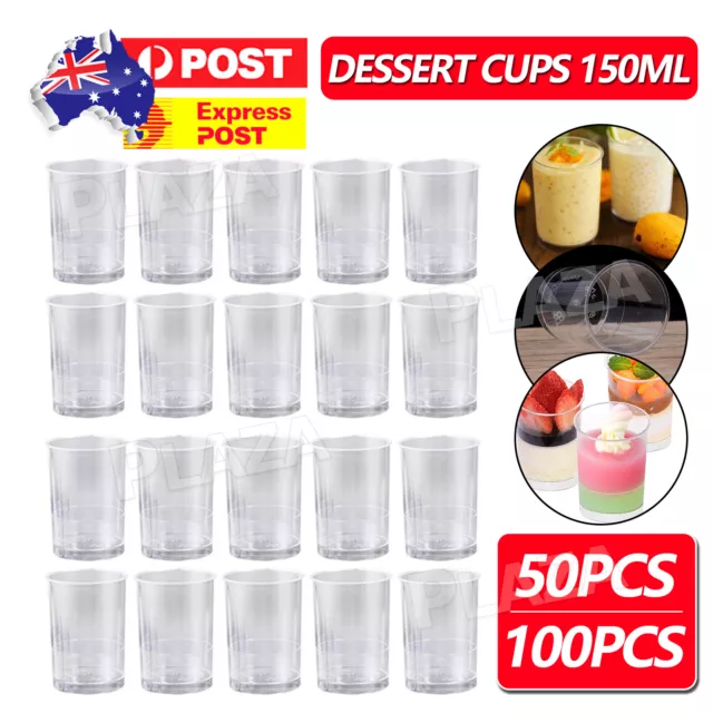 Upto 100x Mousse Cake Dessert Cups Clear Plastic Sample Drink Wine Jelly Tumbler