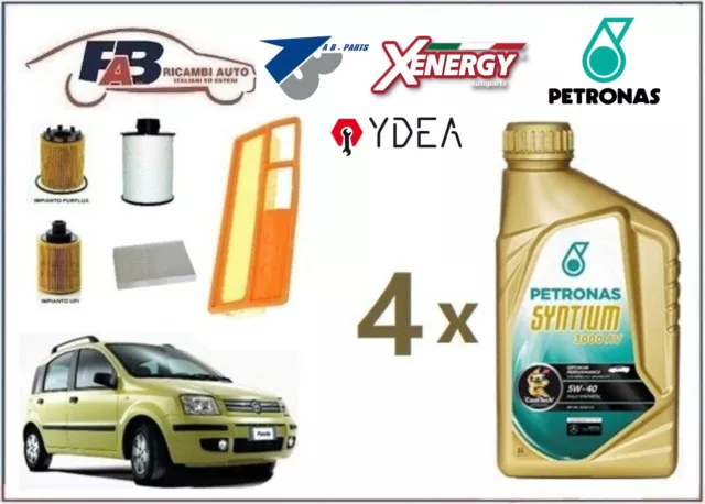 Kit Tagliando Fiat Panda 1.3 Mjet Multijet Filtri + 4 Lt Litri Syntium 5W40