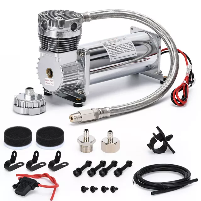 3/8 NPT 200 Psi 480C Control Single Air Ride Suspension Bags Compressor Pump Kit