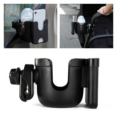 Cochecito de bebé/sillas de ruedas 2 en 1 botella de carro y soporte de teléfono antideslizante negro