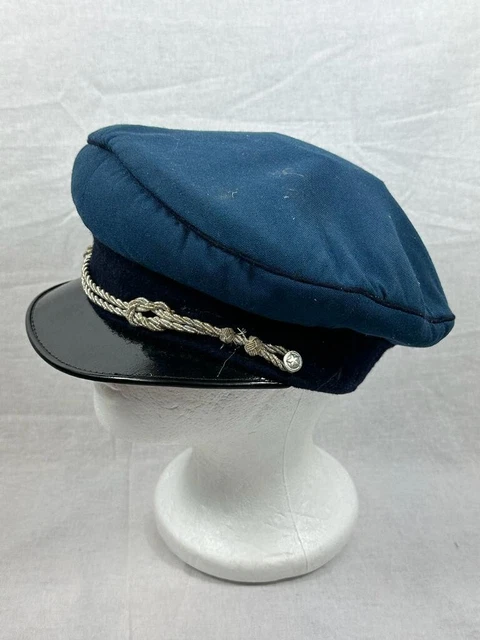 MENS NAVY BLUE Rope Decor Fiddler Cap Sailor Captains Hat Uk One Size ...