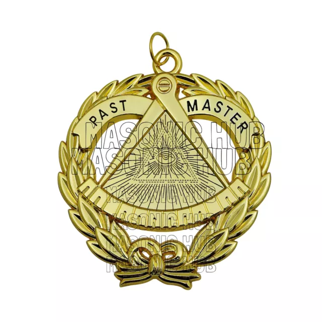 Past Master's Masonic Collar Jewel: Gold-Plated Emblem of Freemasonry-