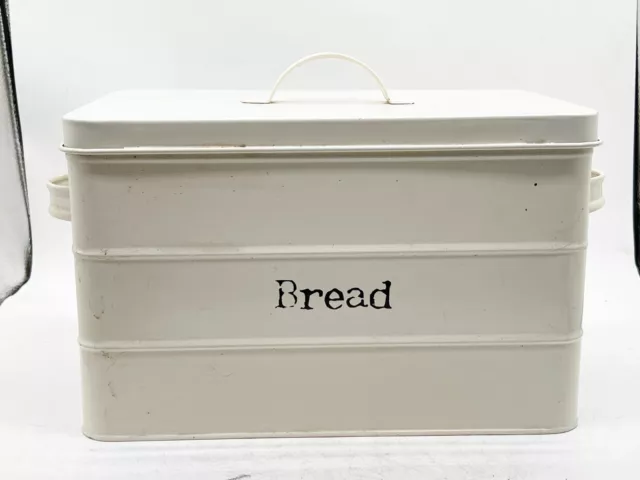 Vintage White Enamel Bread Bin Storage Kitchenalia