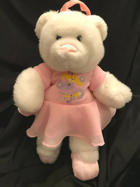 Teddy Bear Ballerina White Pink Soft Plush Stuffed Backpack Pouch Build A Bear