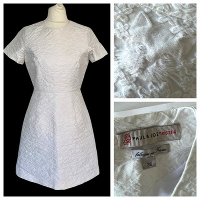 Paul & Joe Sister White Summer Dress 36 /  8 UK With Cat Faces in Fabric / b19