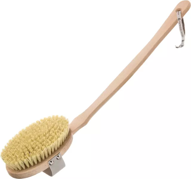 Hydrea London Dry Body Brush – Long Handled Exfoliating Dry Skin Brush with Vega