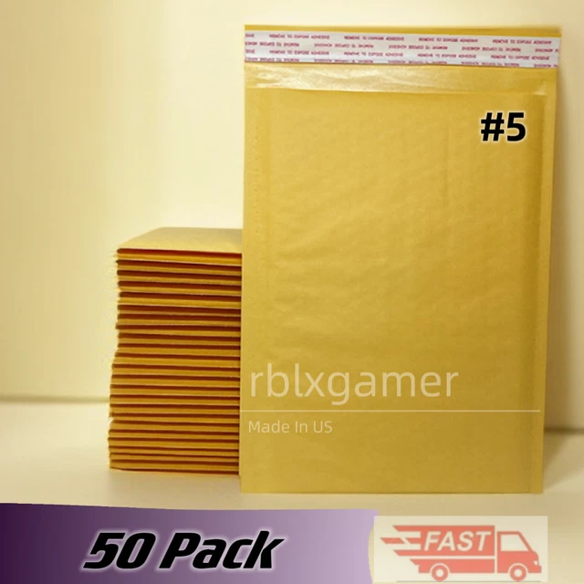 50 PCS #5  10.5''x15'' Kraft Bubble Mailers Padded Envelopes   Made in USA