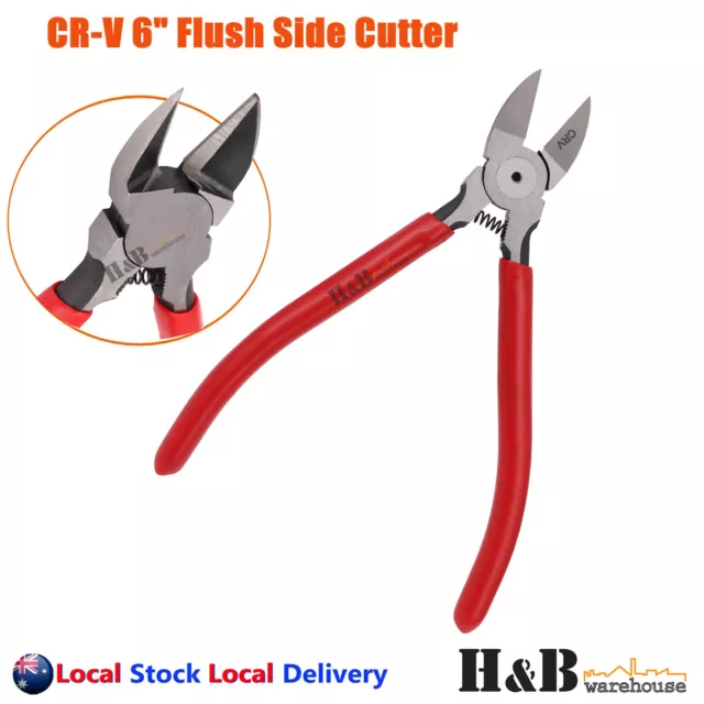 CR-V 6" Flush Side Cutter Diagonal Wire Cut Plastic Nippers Cutting Pliers