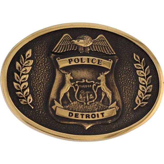 New Brass Detroit Michigan Police Department Dpd Officer NOS Vintage Belt Buckle
