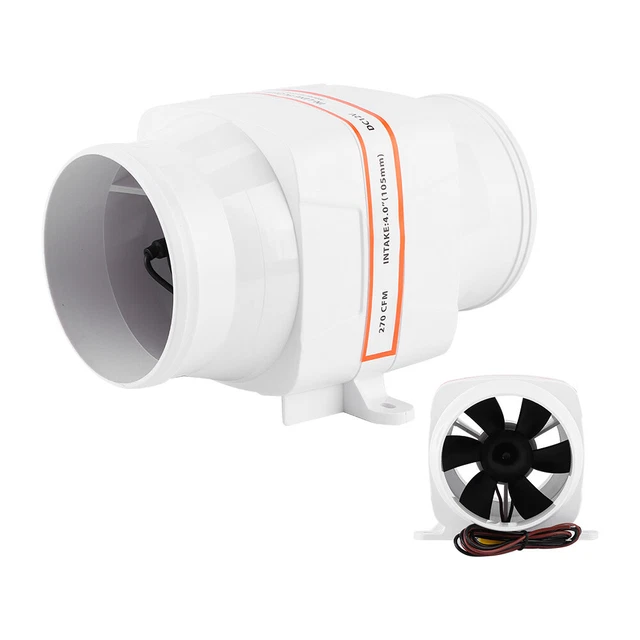 New 4in 270CFM Bilge Air Blower In‑Line Marine DC Electric Fan Boat Accessory