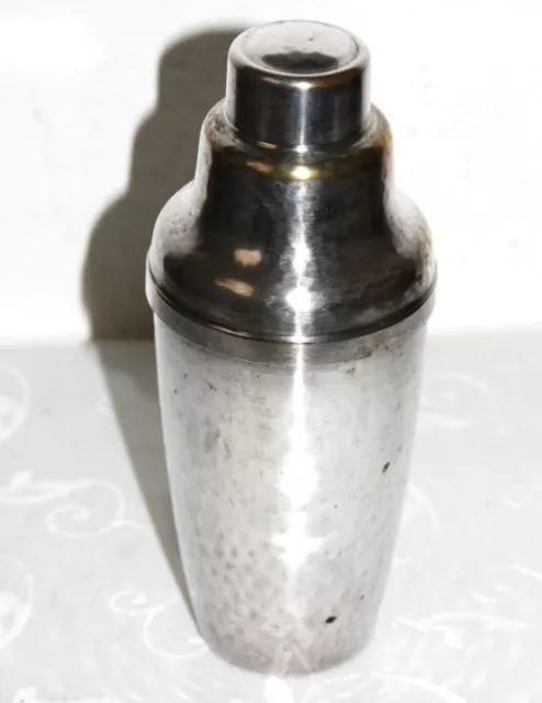 Cocktail Shaker Art- Deco, versilbert, gehämmert, 3-tlg., Legierungsabrieb außen