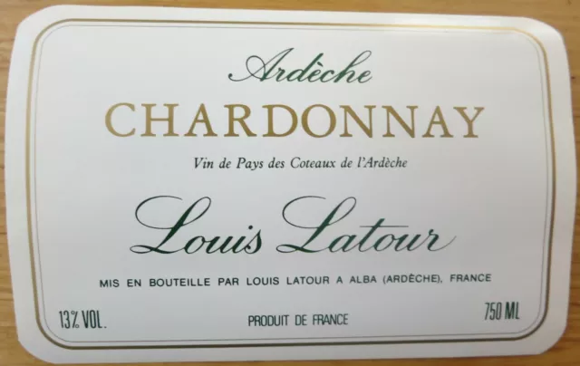 Etiquettes Vin FRANCE Louis Latour Ardeche Chardonnay Wine label