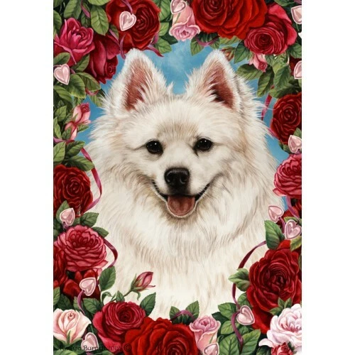 Roses Garden Flag - American Eskimo 191261