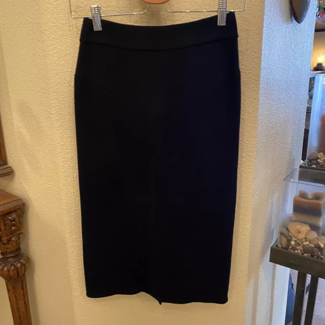 DIANE VON FURSTENBERG Black Pencil Wool Skirt Size 2