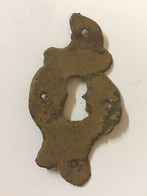 Early Hand-forged Iron Scalloped Keyhole Door Escutcheon ~ HW60