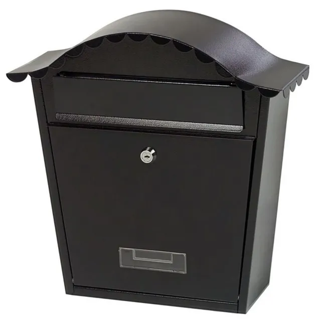 Gardman Postbox Black Traditional Outdoor Steel Wall Mounted Letter Post Box