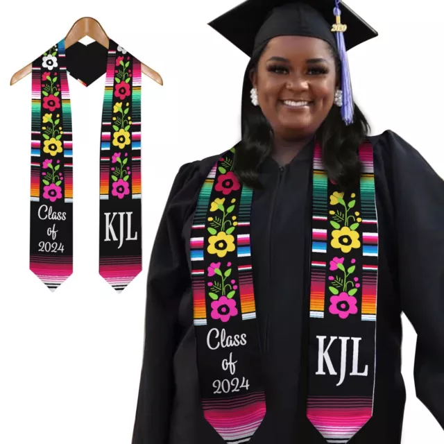 Flowers/Mexican Sarape Graduation Stole Personalized