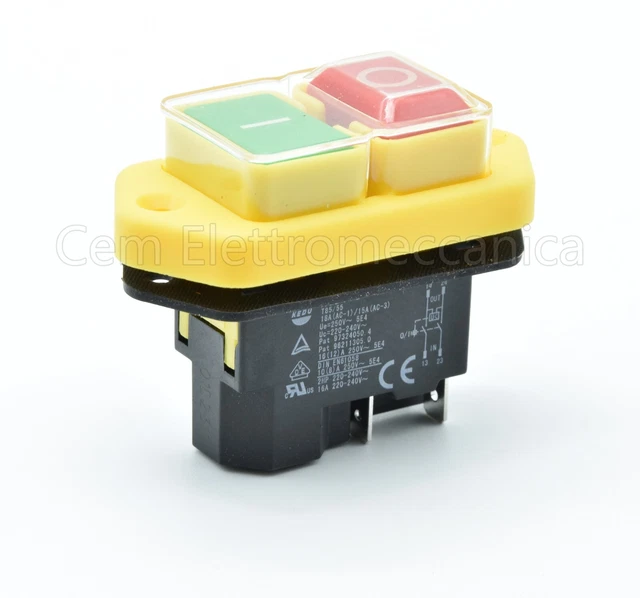 Jevina Interrupteur Électromagnétique 4 Broches 220V - Bouton Poussoir Sécurité Outils