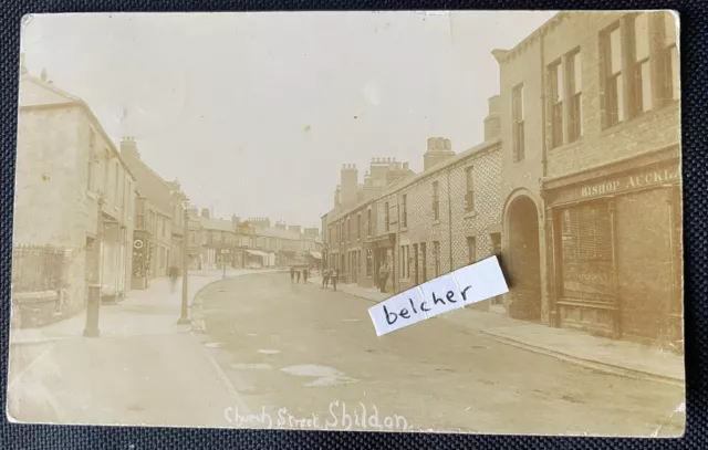 1907 Shildon Church St. Bishop Auckland Co-op Shop Front Durham RP Postcard