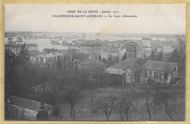 94 – CPA  VILLENEUVE-SAINT-GEORGES - Crue de la Seine 1910 - Foyer villeneuvois