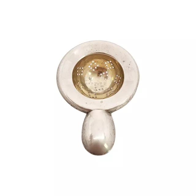 Sterling Silver Mexico Gold Wash Bowl Tea Strainer #16713