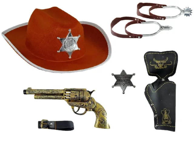 ACCESSORI COSTUME CARNEVALE SCERIFFO Cowboy Uomo Adulto Cappello Pistola  Stella EUR 19,90 - PicClick IT