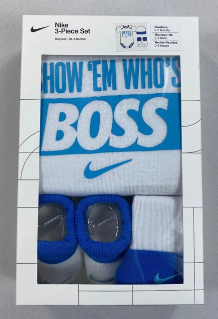 Baby Newborn Show 'Em Who's Boss Nike 3-Piece Beanie Socks Bodysuit Set