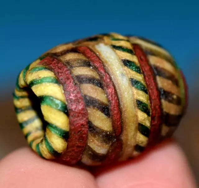 RARE Ancient Coiled Striped Glass Bead Excavated Mauritania Via African Trade