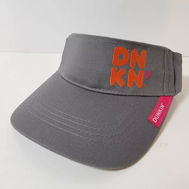 New DNKN' Dunkin Donuts Embroidered Visor Hat Grey One Size Fits All