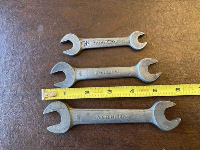 Vintage Lot of Three Open End Wrenches Drop Forged Made in USA 3