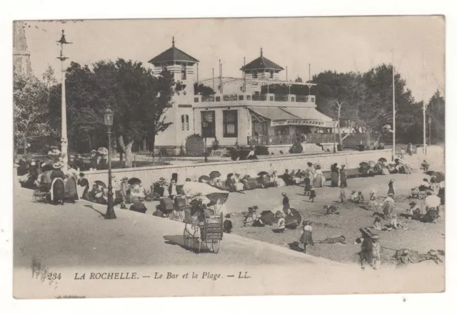 Cpa 17 - La Rochelle : Le Bar Et La Plage (Charente-Maritime) Écrite 05-06-1915