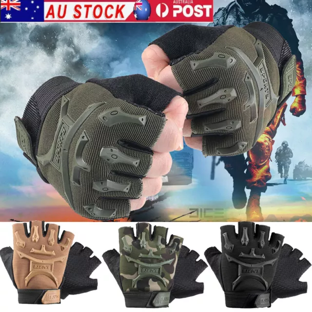 Mens Military Army Half Finger Gloves Tactical Fingerless Motorcycle Cycling AUS